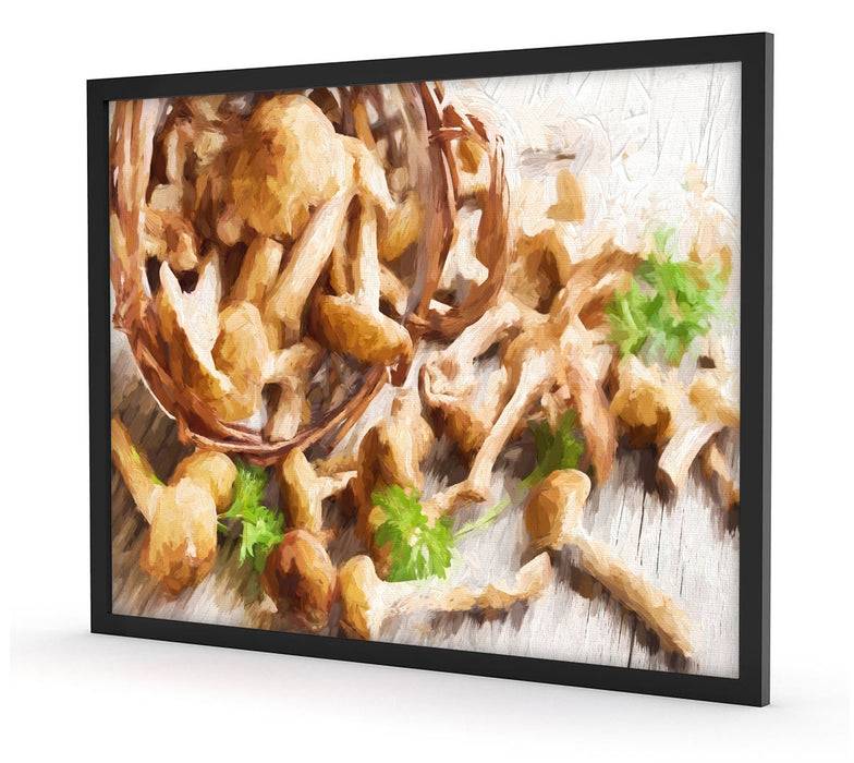 Pixxprint Lecker Pilze im Körbchen, Poster mit Bilderrahmen Limitierter Zeitrabatt