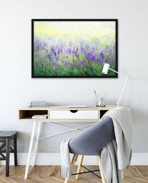 Pixxprint Wunderschönes Lavendelfeld, Poster mit Bilderrahmen Fabrik Onlineshop