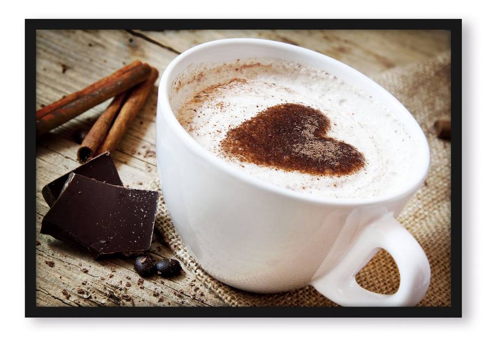 Pixxprint Tasse Kaffee mit Schokolade, Poster mit Bilderrahmen