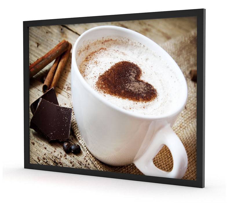 Pixxprint Tasse Kaffee mit Schokolade, Poster mit Bilderrahmen Fabrikpreis