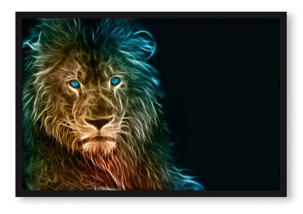 Pixxprint Stolzer Löwe Abstrakt, Poster mit Bilderrahmen