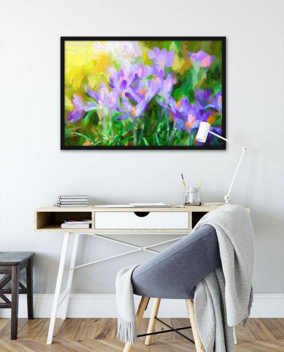 Pixxprint Wunderschöne Frühlingskrokusse, Poster mit Bilderrahmen Günstig kaufen