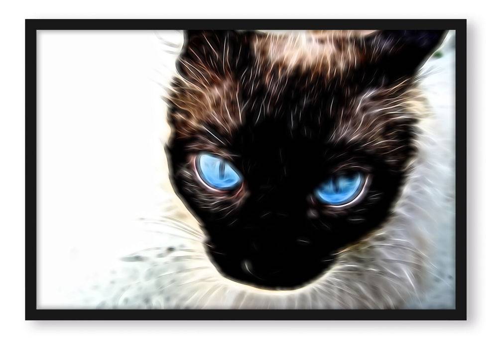 Pixxprint Schwarze elegante Katze, Poster mit Bilderrahmen