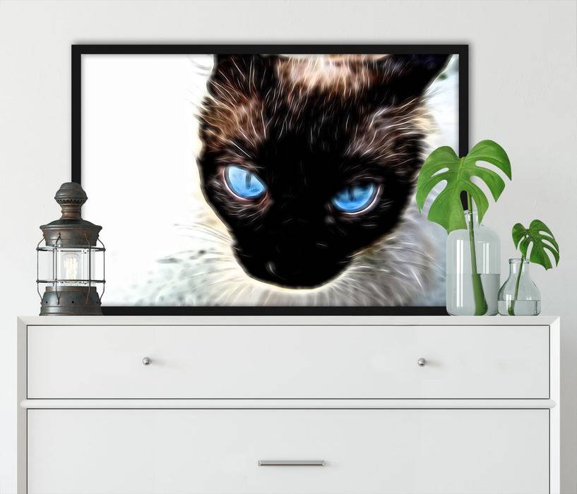 Pixxprint Schwarze elegante Katze, Poster mit Bilderrahmen Großer Ausverkauf