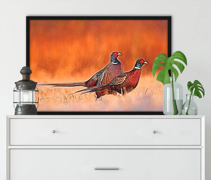 Pixxprint Elegante Fasane, Poster mit Bilderrahmen Online Shopping