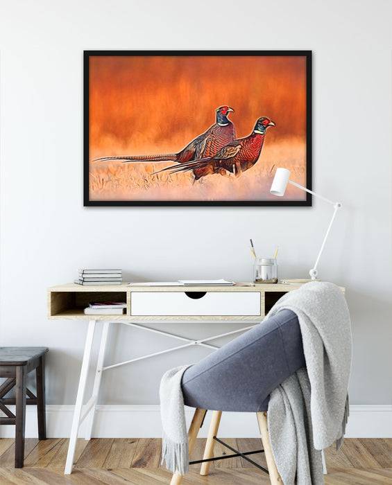 Pixxprint Elegante Fasane, Poster mit Bilderrahmen Online Shopping