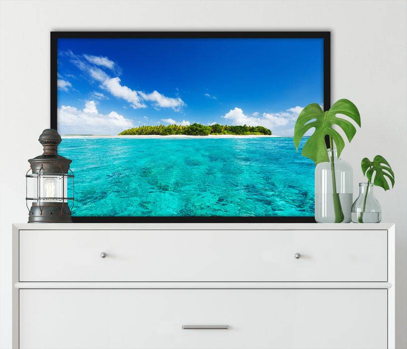 Pixxprint Traumhafte Insel, Poster mit Bilderrahmen Preisnachlass