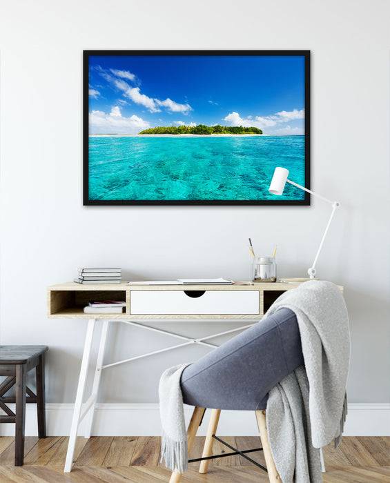 Pixxprint Traumhafte Insel, Poster mit Bilderrahmen Preisnachlass