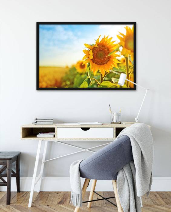 Pixxprint Strahlendes Sonnenblumenfeld, Poster mit Bilderrahmen Cyber Monday