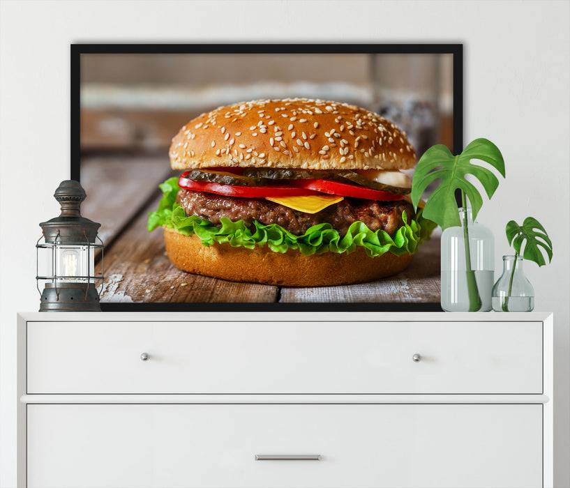Pixxprint Burger mit Tomaten, Poster mit Bilderrahmen Weihnachtsangebot