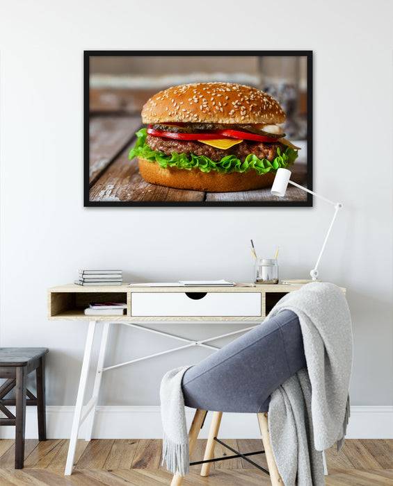 Pixxprint Burger mit Tomaten, Poster mit Bilderrahmen Weihnachtsangebot