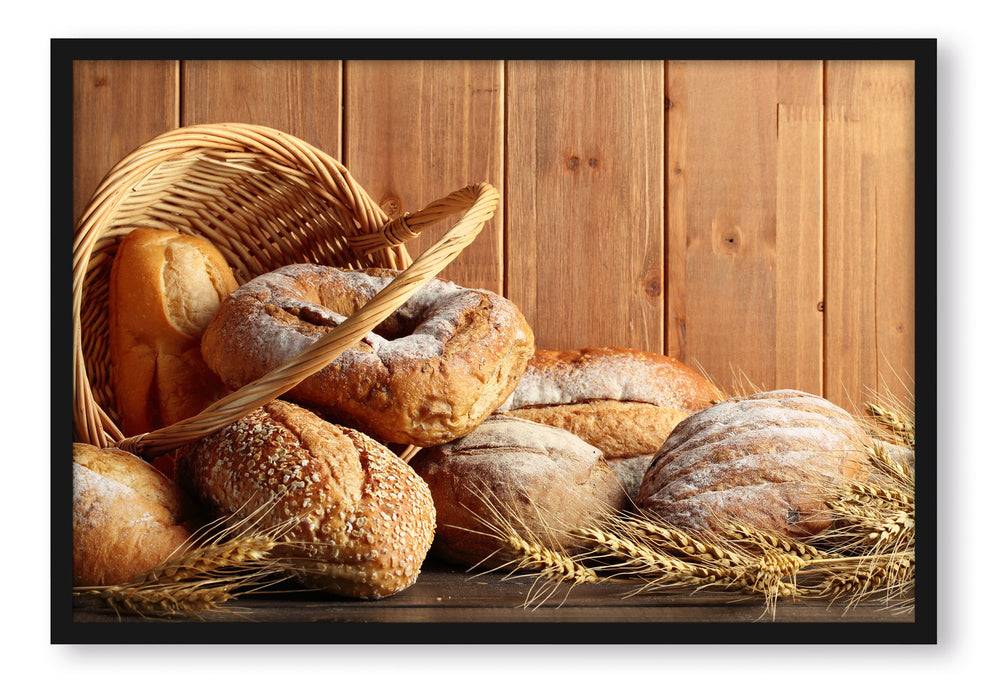 Pixxprint Korb mit leckerem frischen Brot, Poster mit Bilderrahmen Valentinstagsangebot