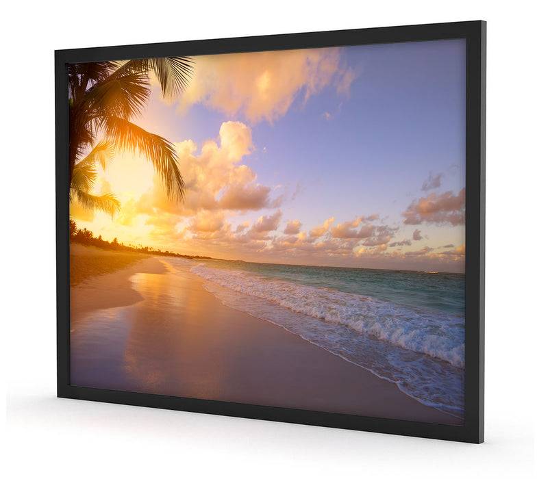 Pixxprint Strand bei Sonnenuntergang, Poster mit Bilderrahmen Lagerräumung