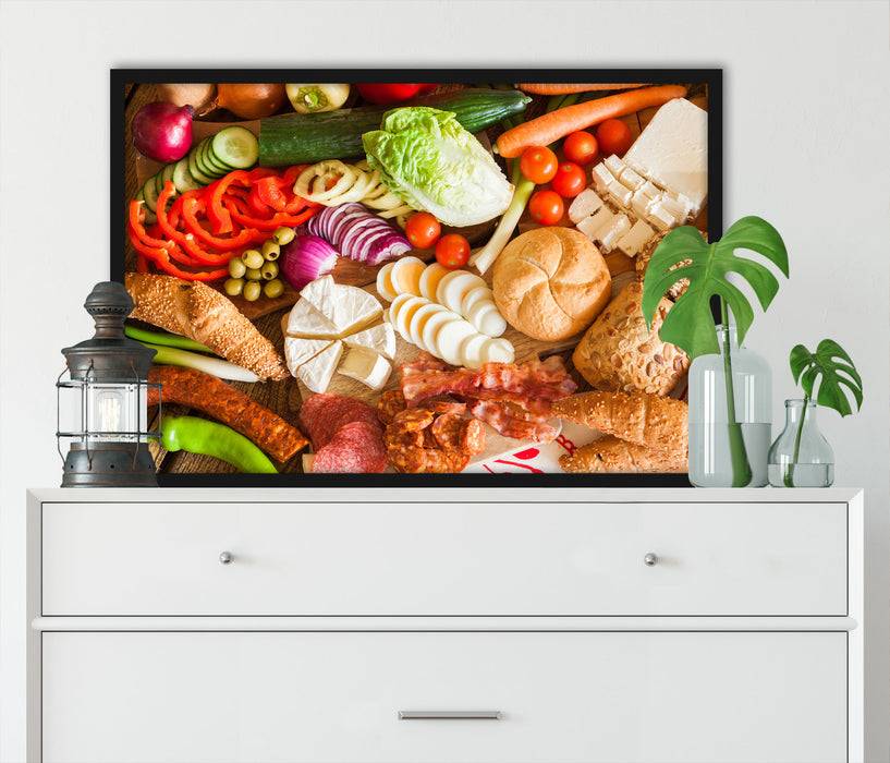 Pixxprint Leckeres herzhaftes Frühstück, Poster mit Bilderrahmen Top Angebot