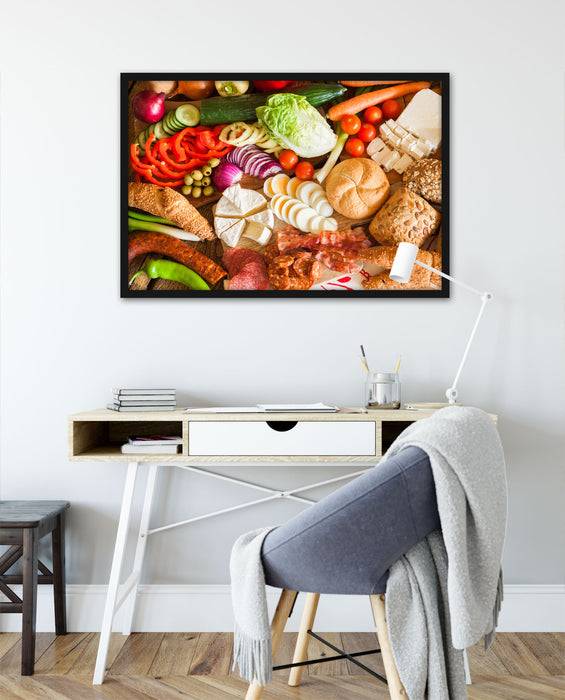 Pixxprint Leckeres herzhaftes Frühstück, Poster mit Bilderrahmen Top Angebot