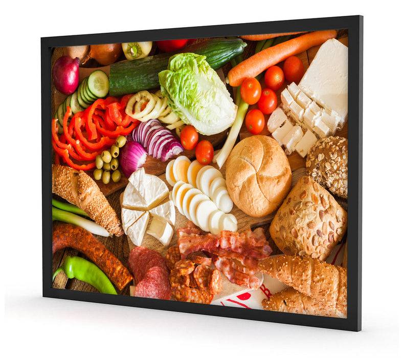 Pixxprint Leckeres herzhaftes Frühstück, Poster mit Bilderrahmen Top Angebot