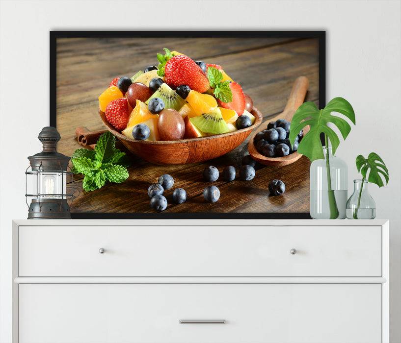 Pixxprint Schale voll mit frischem Obst, Poster mit Bilderrahmen Online Outlet