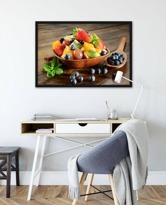 Pixxprint Schale voll mit frischem Obst, Poster mit Bilderrahmen Online Outlet