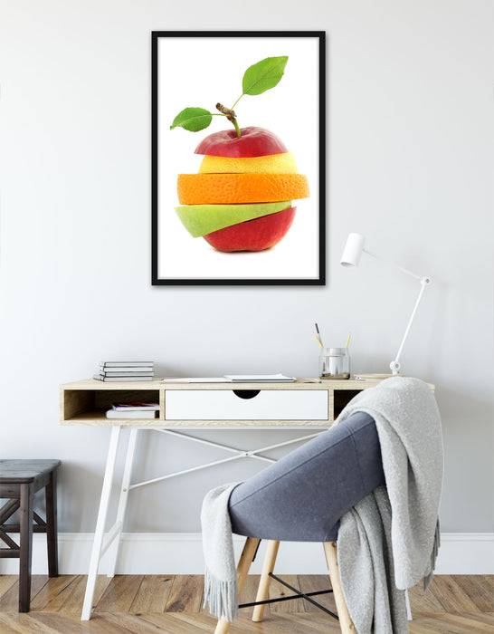 Pixxprint Gemischtes zerschnittenes Obst, Poster mit Bilderrahmen Große Rabatte
