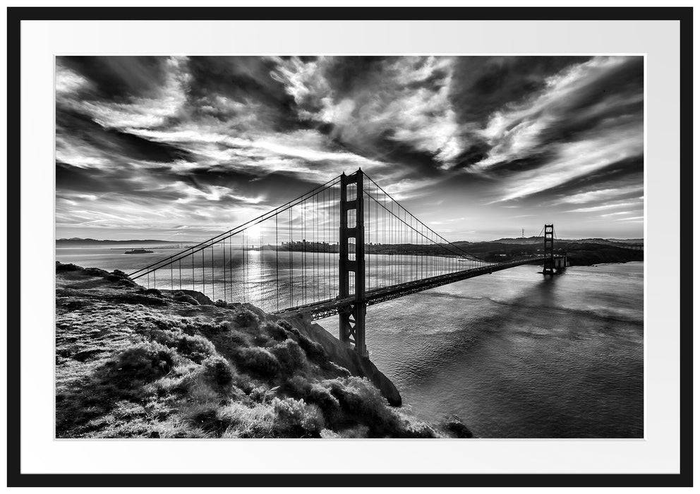 Pixxprint Golden Gate Bridge, im Galerie-Passepartout Bilderrahmen