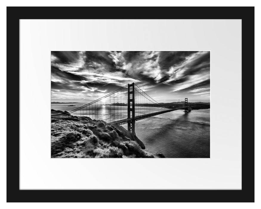 Pixxprint Golden Gate Bridge, im Galerie-Passepartout Bilderrahmen Riesige Ersparnisse