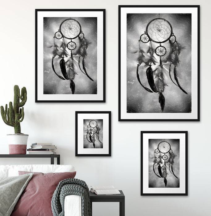 Pixxprint Indianischer Traumfänger Kunst, im Galerie-Passepartout Bilderrahmen Neueste Stile