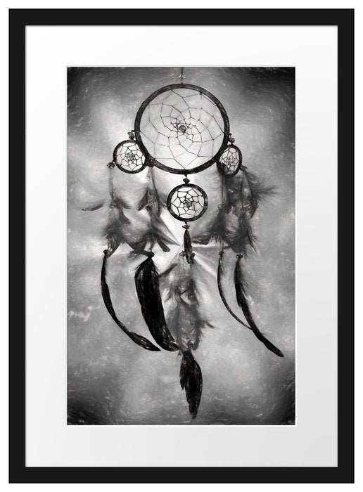 Pixxprint Indianischer Traumfänger Kunst, im Galerie-Passepartout Bilderrahmen Neueste Stile