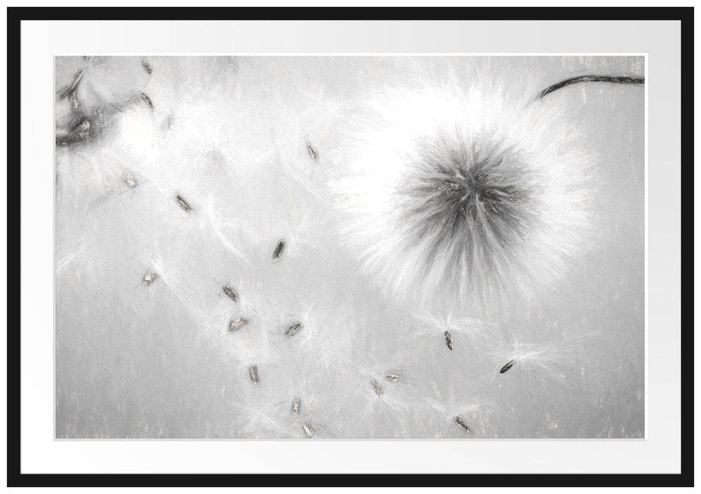 Pixxprint Pusteblumen in Bewegung Kunst, im Galerie-Passepartout Bilderrahmen Letzte 2 Tage