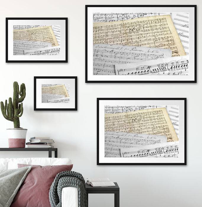 Pixxprint schöne alte Notenblätter, im Galerie-Passepartout Bilderrahmen Vierteljährliche Förderung