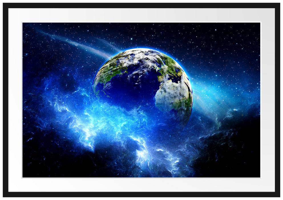 Pixxprint Planet Erde, im Galerie-Passepartout Bilderrahmen Begrenzt auf 3 Tage