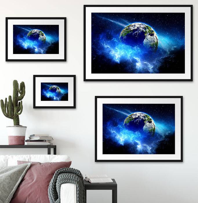 Pixxprint Planet Erde, im Galerie-Passepartout Bilderrahmen Begrenzt auf 3 Tage