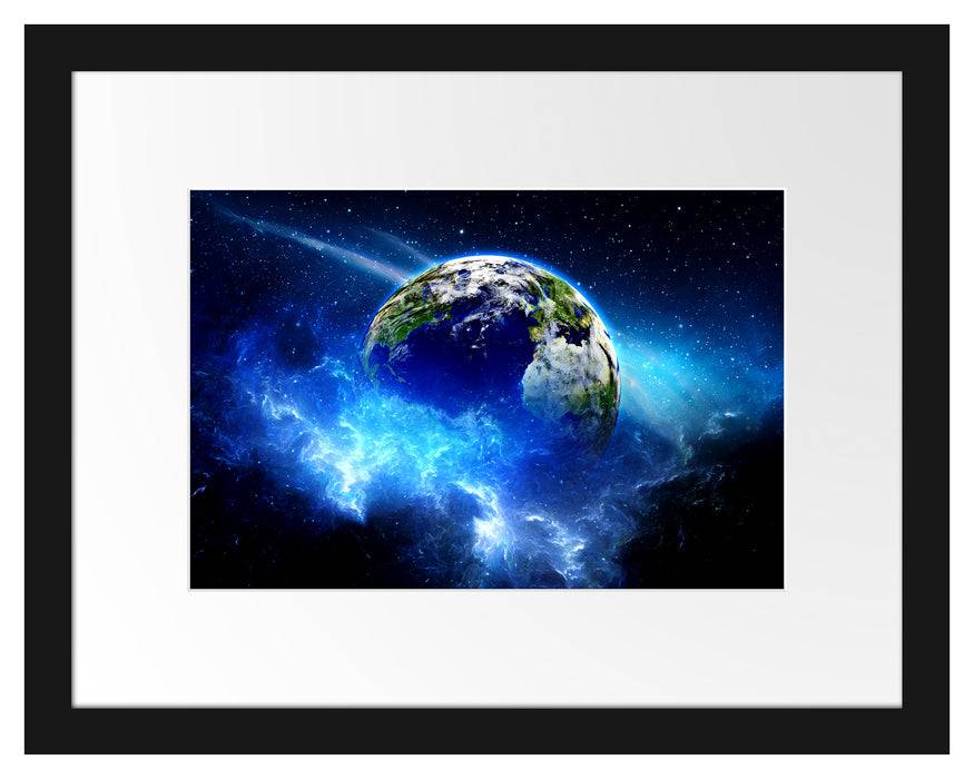 Pixxprint Planet Erde, im Galerie-Passepartout Bilderrahmen Begrenzt auf 3 Tage