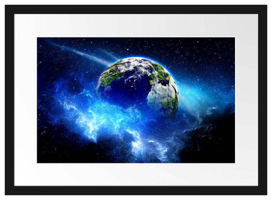 Pixxprint Planet Erde, im Galerie-Passepartout Bilderrahmen Begrenzt auf 3 Tage