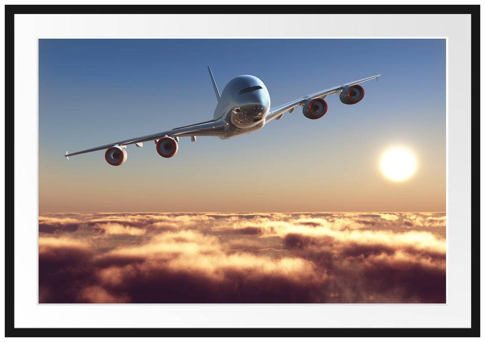Pixxprint Flugzeug, im Galerie-Passepartout Bilderrahmen