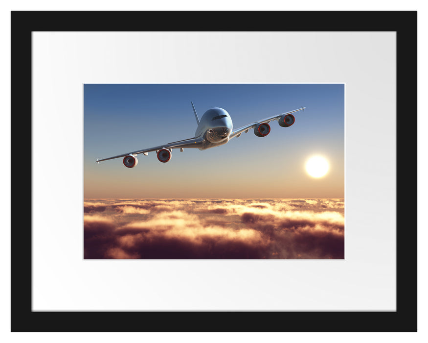 Pixxprint Flugzeug, im Galerie-Passepartout Bilderrahmen Speichern exportieren