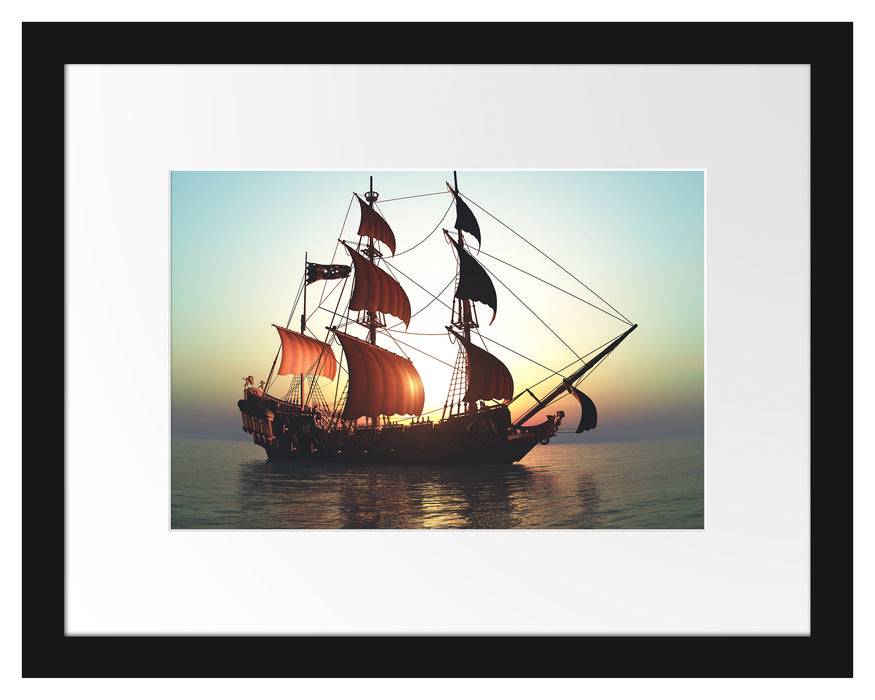 Pixxprint Altes Segelschiff, im Galerie-Passepartout Bilderrahmen Black Friday Preise