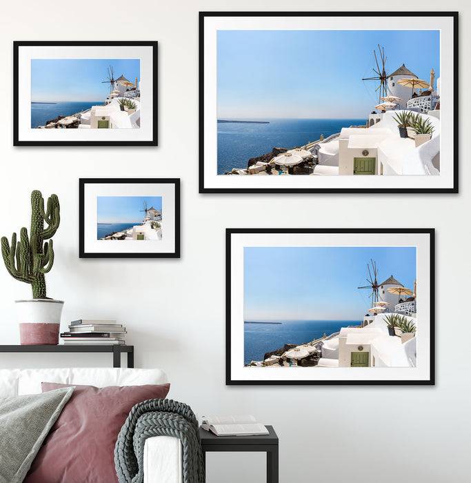 Pixxprint Stadt am Meer, im Galerie-Passepartout Bilderrahmen Auslauf