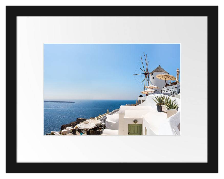 Pixxprint Stadt am Meer, im Galerie-Passepartout Bilderrahmen Auslauf