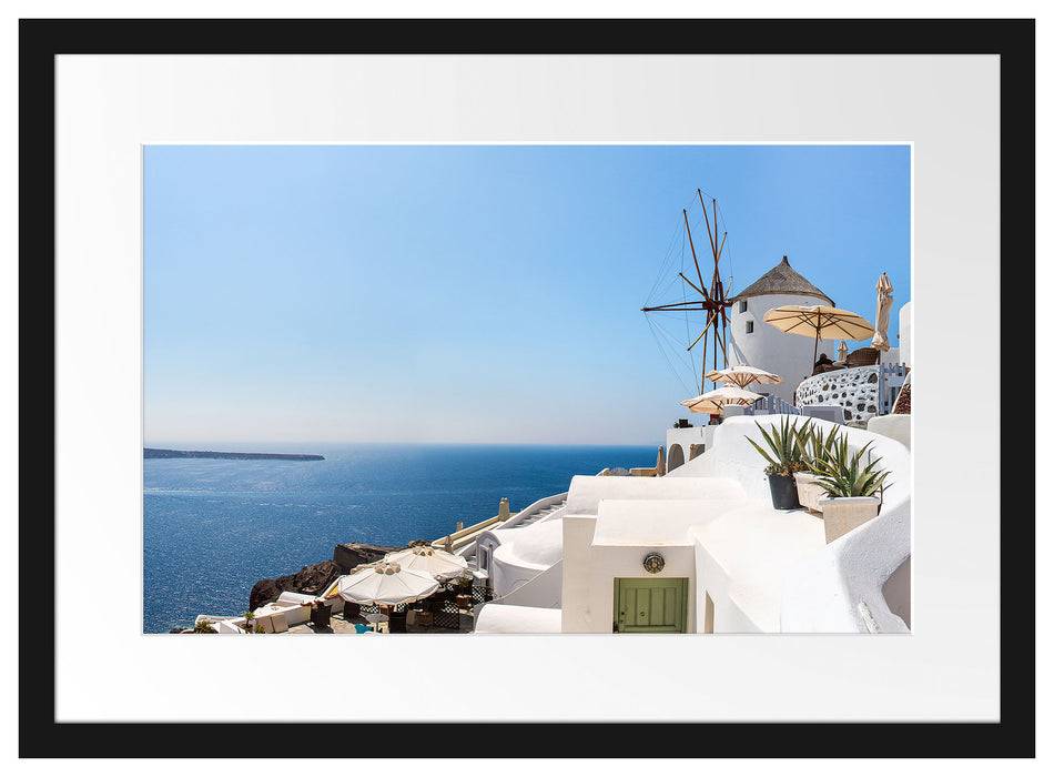 Pixxprint Stadt am Meer, im Galerie-Passepartout Bilderrahmen Auslauf