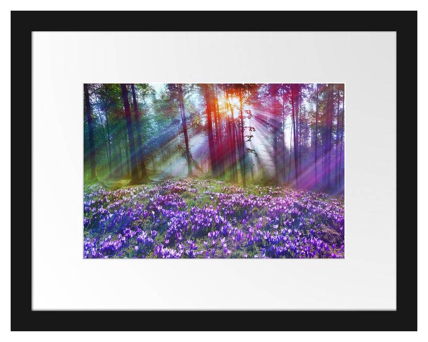 Pixxprint Krokusse im Wald, im Galerie-Passepartout Bilderrahmen Hotsell