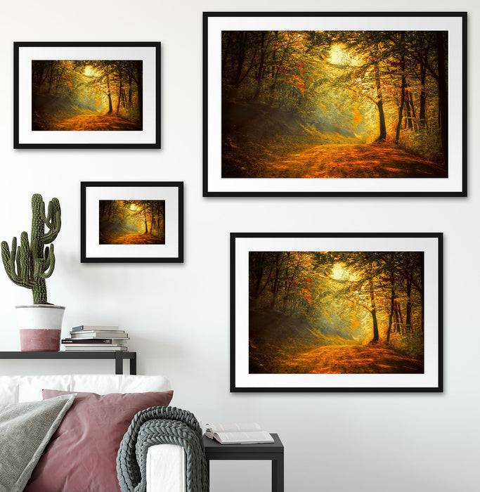 Pixxprint Wald Landschaft, im Galerie-Passepartout Bilderrahmen im Angebot