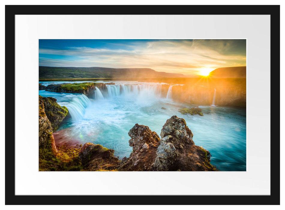 Pixxprint Wasserfall, im Galerie-Passepartout Bilderrahmen Günstiger Verkauf