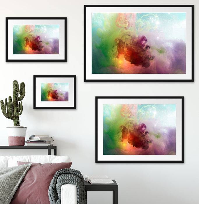 Pixxprint Bunte Wasserwelle, im Galerie-Passepartout Bilderrahmen Preisnachlass