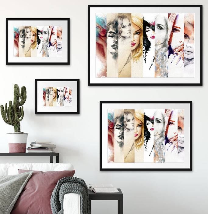 Pixxprint Haar Frisuren, im Galerie-Passepartout Bilderrahmen Vatertagsangebot