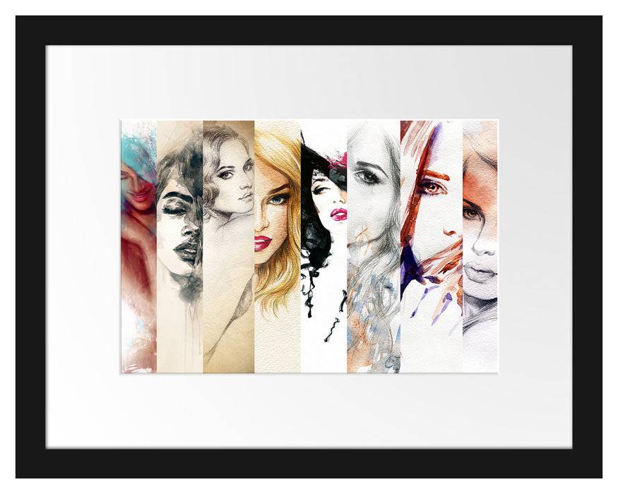 Pixxprint Haar Frisuren, im Galerie-Passepartout Bilderrahmen Vatertagsangebot