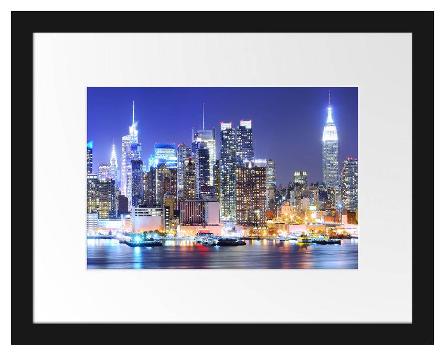 Pixxprint New York Skyline Brücke, im Galerie-Passepartout Bilderrahmen Valentinstagsangebot