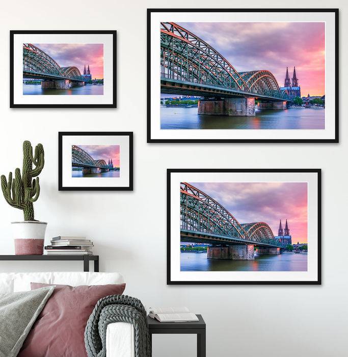 Pixxprint Hohenzollernbrücke in Köln, im Galerie-Passepartout Bilderrahmen Exklusive Angebote
