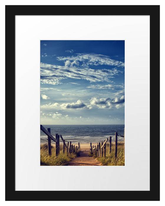 Pixxprint Weg zum Strand, im Galerie-Passepartout Bilderrahmen Kauf eins, bekomm eins gratis