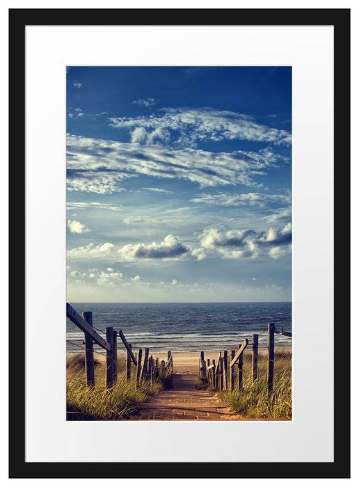 Pixxprint Weg zum Strand, im Galerie-Passepartout Bilderrahmen Kauf eins, bekomm eins gratis