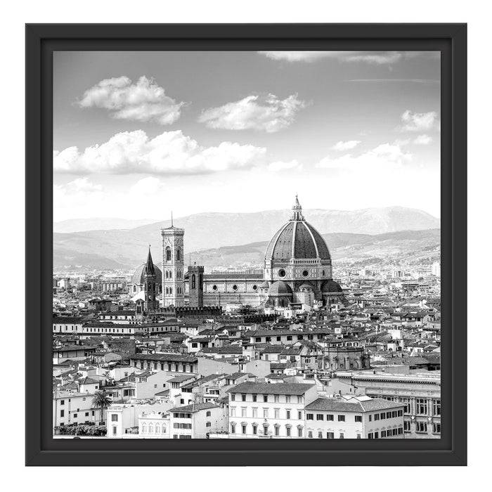 Pixxprint Panoramablick über die Dächer von Florenz, Monochrome, im Schwebe-Effekt Bilderrahmen Letzter Tag